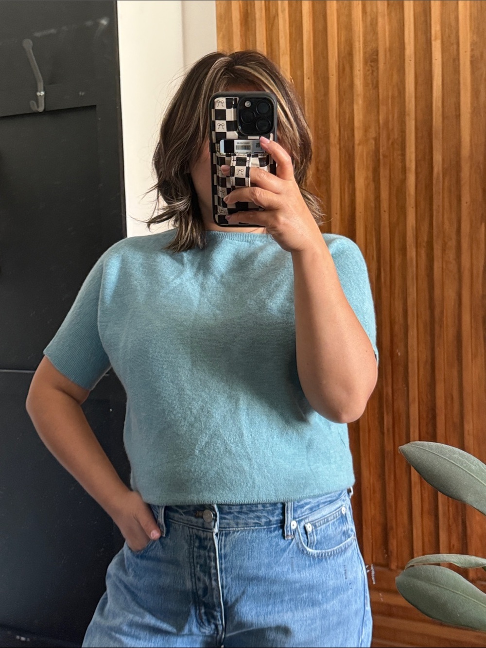The Reset R Label Aqua 100% wool Blue Dolman Sleeve Knit Sweater XS oversized